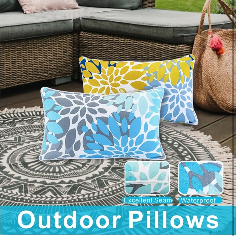 Outdoor Lumbar Pillow Covers Floral NWOT - Picture 3 of 5